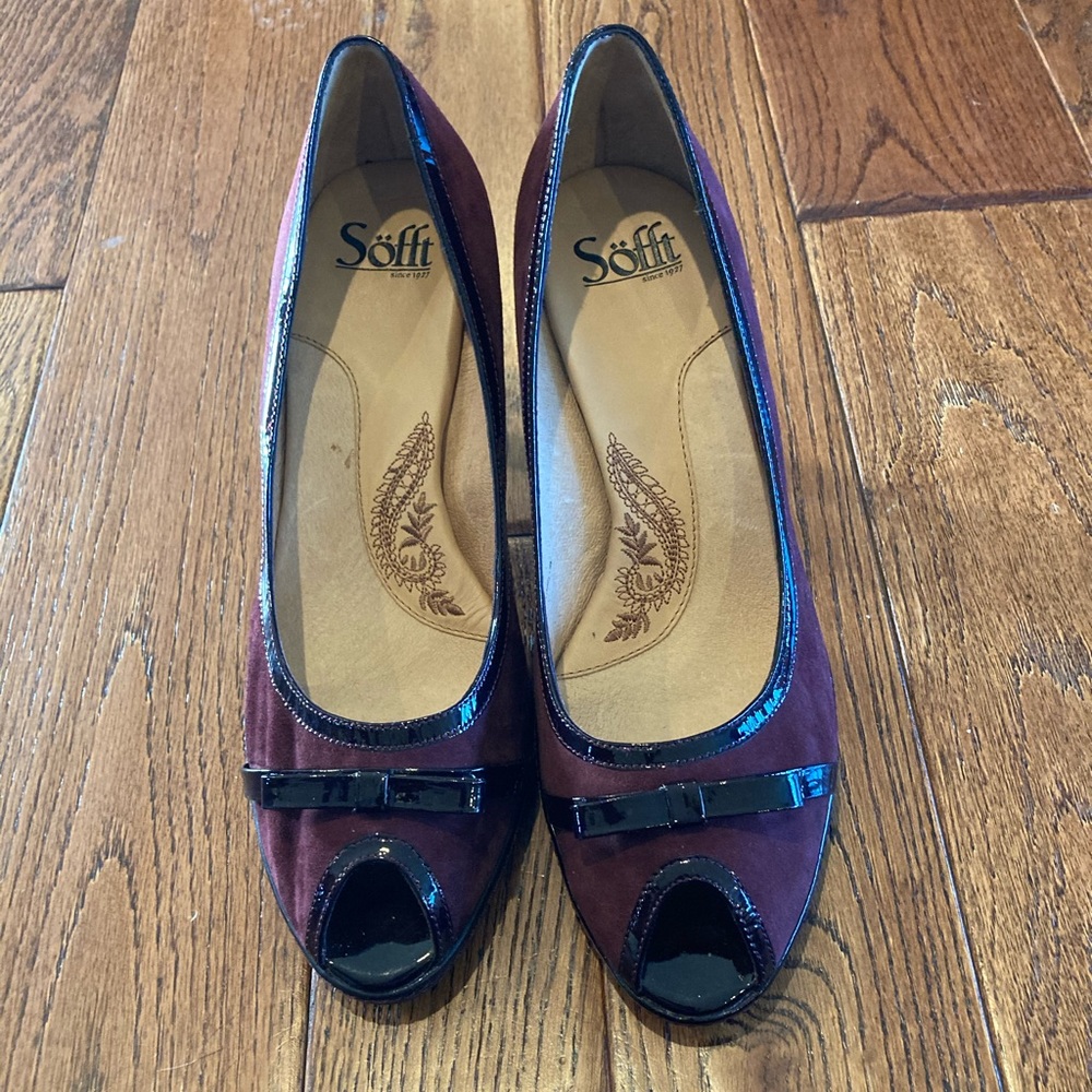 Heels, Pumps, Red, Suede, Kitten-toe, Sofft brand